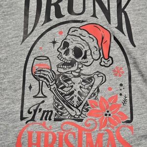 Next Level Apparel Festive Gray and Red Skeleton Tee